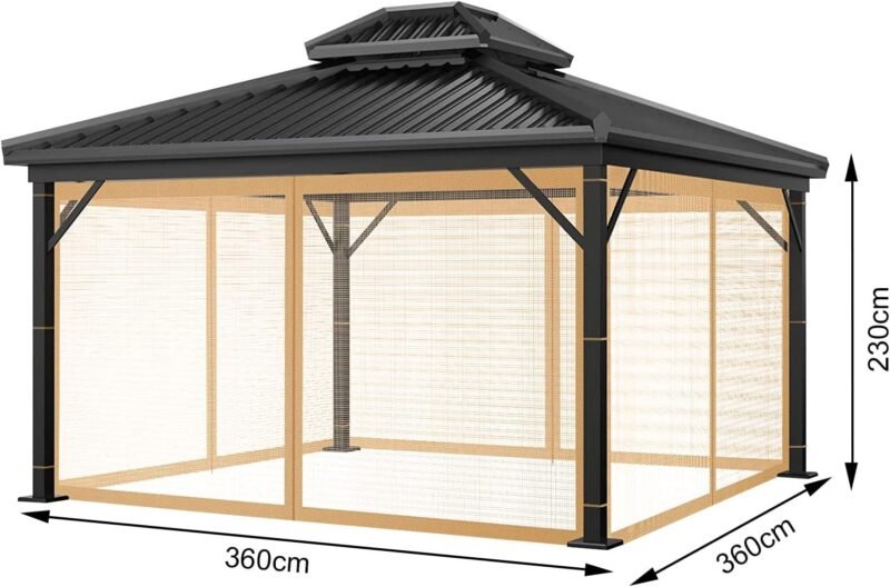 2023 - Red Mo-squito de repuesto universal de 4 paneles con cremallera impermeable (12 x 12 pies, marrón) - Imagen 8