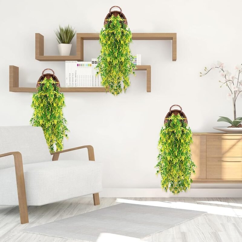2 Piezas de Planta Artificial Colgante Plantas Artificiales Exterior Enredaderas Artificiales Decorativas Adecuadas para DecoracióN de Paredes Interiores y Exteriores en Jardines DoméSticos - Imagen 5