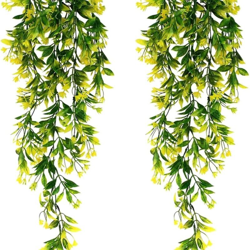 KINHARD 2 Piezas Hiedra Artificial, 30,7 Pulgadas Hiedra Artificial Hiedra Hojas de Vid, Plantas Colgantes Artificiales Decoracion, para Jardín, Bar, Decoración de Bodas Familiares