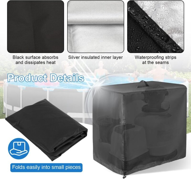 Cubierta para Bomba de Piscina Cubierta de Bomba de Piscina Cubierta para Sistema de Filtrado Cubierta para Filtro de Piscina Cubierta para Filtro de para Piscina Oxford 100% Impermeable 84x61x86 cm - Imagen 5