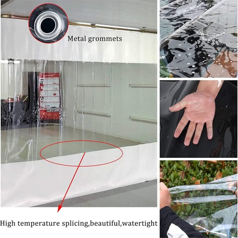 WZYJLyds Panel Lateral de Lona de Cenador con Puertas Cremallera, Cortinas de Lona Alquitranada Impermeable Exterior, Cortina de Lluvia, Lona Transparente Blanco para Pérgola, Porche, Patio, Balcón - Imagen 3