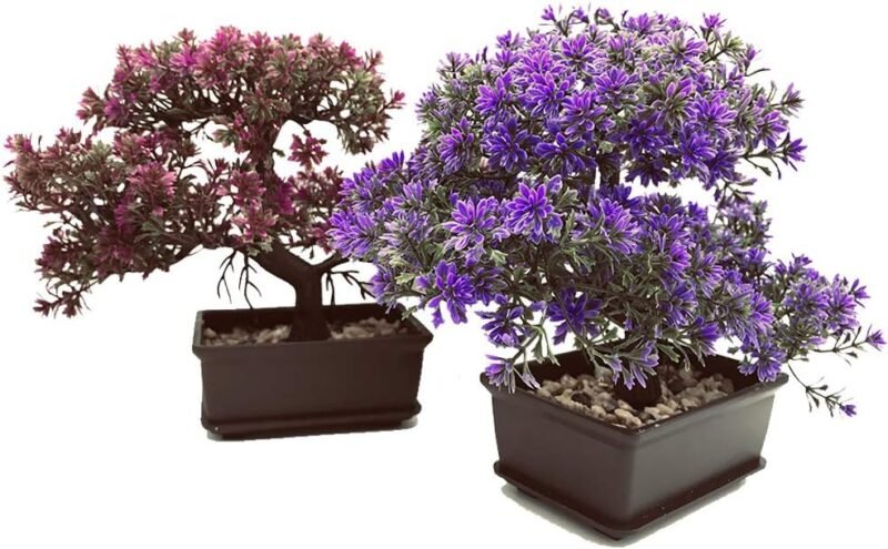 Fycooler Bonsai Artificial Decoración de Plantas Falsas Plantas Artificiales en macetas Plantas de Bonsai de Pino japonés- árbol de Bonsai para la decoración del hogar Pantalla de Escritorio- 2 Set - Imagen 7