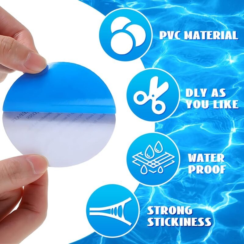 Parches Piscina Bajo el Agua 20 Piezas Parche Lona Piscina Kit Reparacion Colchon Hinchable Parches para Colchones Inflables para Piscinas para Barco Inflable Balsa Canoa Pack De Parches De Reparación - Imagen 3
