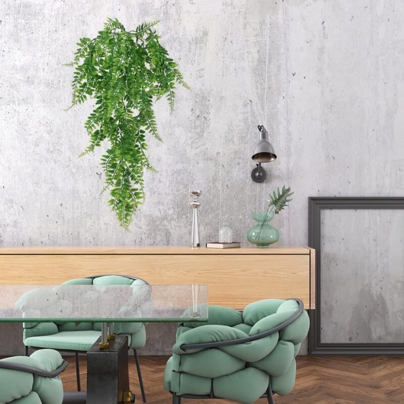 JustYit 4 Plantas Colgantes Artificiales Verdes de plástico Plantas Falsas de Hiedra, Plantas Artificiales para Colgar en la Pared, Interior, Exterior, jardín, Boda, decoración de Pared - Imagen 4