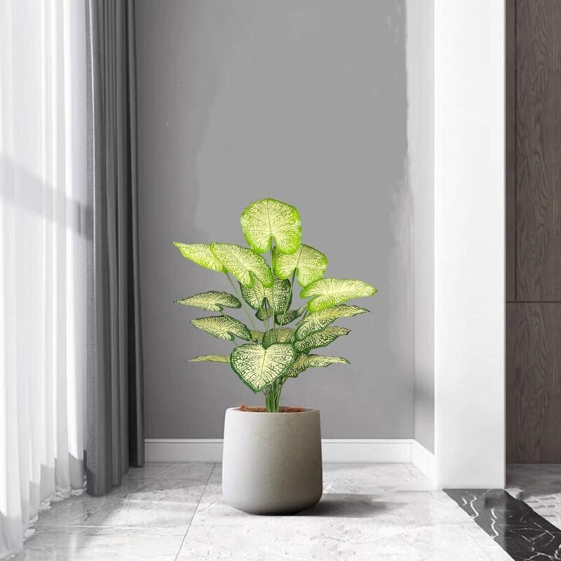 AIVORIUY Plantas Artificiales Interior Árbol de Tortuga Falsa Plástico con Hojas Verdes Faux Tropical Jungle Monstera Maceta para el Hogar Casa Exterior Oficina Jardín Decoración (Blanco) - Imagen 4