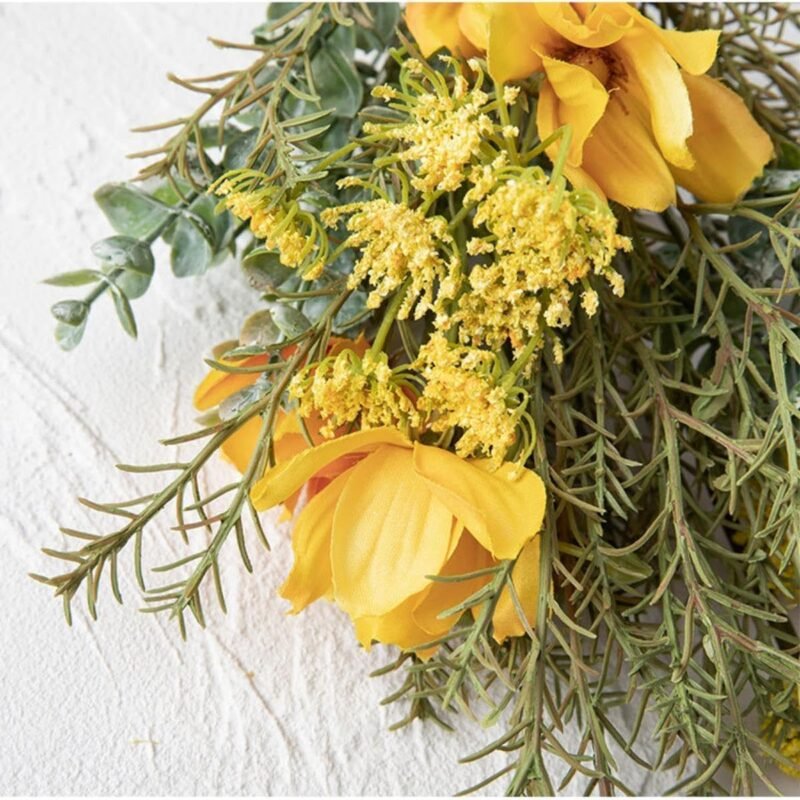 YELIKIT Flores Artificiales Plantas Falsas Ramos de Flores de Seda Arreglos Arreglos Boda Decoraciones Flores Artificiales para el Hogar Cocina Jardín Fiesta Navidad Mesa Decoración de Flores Amarillo - Imagen 4