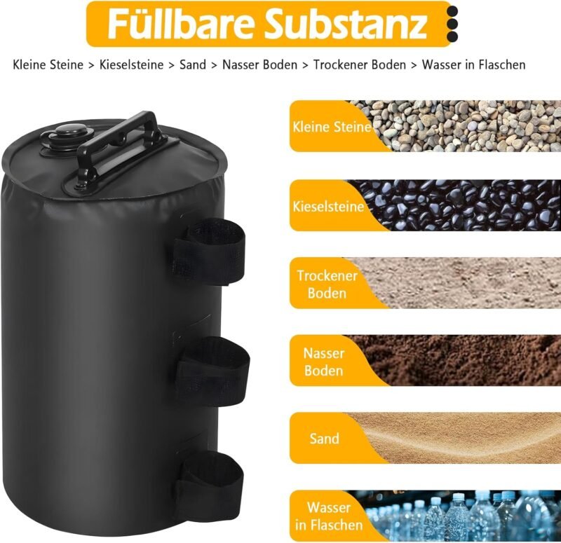 Juego de 4 pabellones, bolsas de arena, patas para pabellón, bolsa de peso, bolsa de arena, contrapeso, rellenable, reutilizable, contrapeso para cenador, carpa de jardín, tienda de festivales, color - Imagen 4