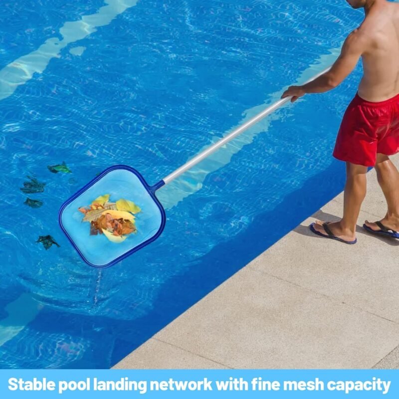 Recoge Hojas para Piscinas, Piscina Net Leaf Skimmer con Poste Telescópico, Red de Hoja de Piscina de Malla Fina para Piscina, Spas, Estanques, Jacuzzis - Imagen 5