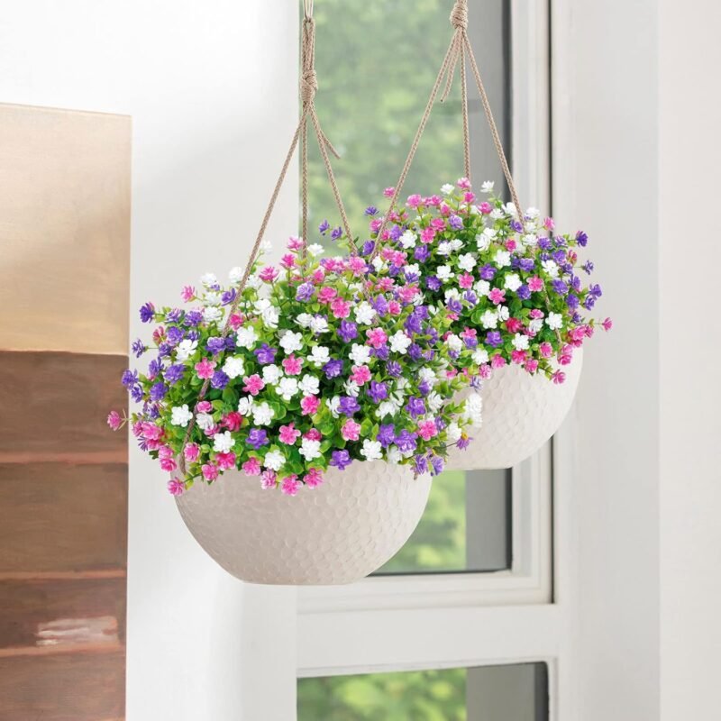 SOMYTING 9 Paquetes de Flores Artificiales para balcón Flores Artificiales Resistentes a los Rayos UV arbustos Verdes Plantas Artificiales eucalipto decoración para Interiores jardín Exteriores - Imagen 3
