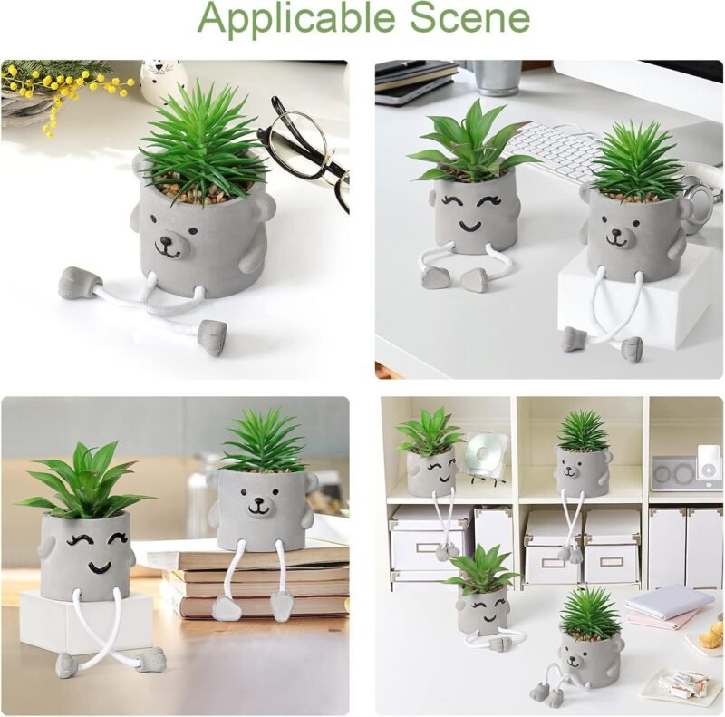 Dremisland Plantas Suculentas Artificiales en Maceta Decorativa Pequeña Planta Colgante Pierna Cemento Suculentas Artificiales Decoración para Hogar Oficina Mesa Escritorio Sala de Estar - Imagen 6