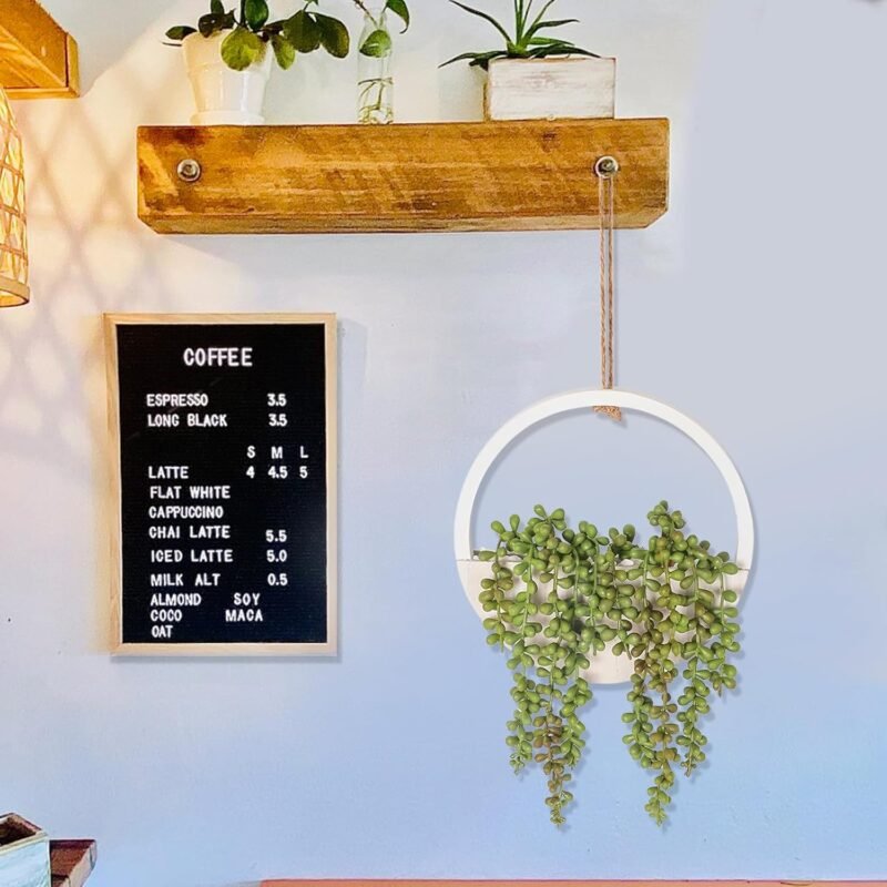 Focenat Colgantes de Plantas Artificiales,Plantas Colgantes Suculentas Artificiales,Cadena de Perlas Falsas de Maceta con Cordón de 21cm,para el hogar,jardín,Oficina,decoración de Pared - Imagen 6