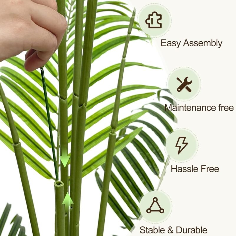 Keeplush Planta Artificial Areca Palmera Grande 170 cm Arbol Artificial Interior y Exterior Plantas Artificiales Decorativas Salon Dormitorio Balcón Decoracion Hogar Moderno (1 Pack) - Imagen 6