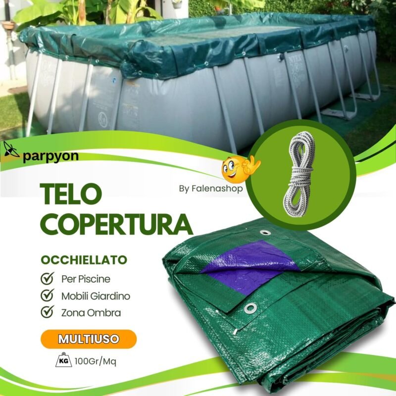 Parpyon® Lona impermeable exterior multiusos de 100 g/m², lona con ojales, sombra para cenador, piscina, camping, muebles de jardín (100 g, 2 x 3) - Imagen 2