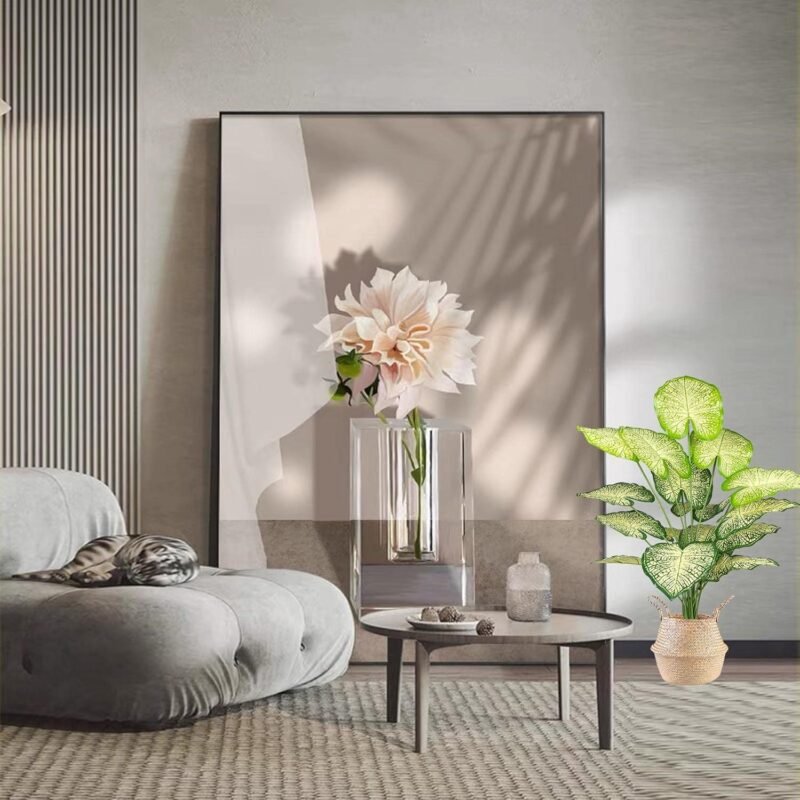 AIVORIUY Plantas Artificiales Interior Árbol de Tortuga Falsa Plástico con Hojas Verdes Faux Tropical Jungle Monstera Maceta para el Hogar Casa Exterior Oficina Jardín Decoración (Blanco) - Imagen 7