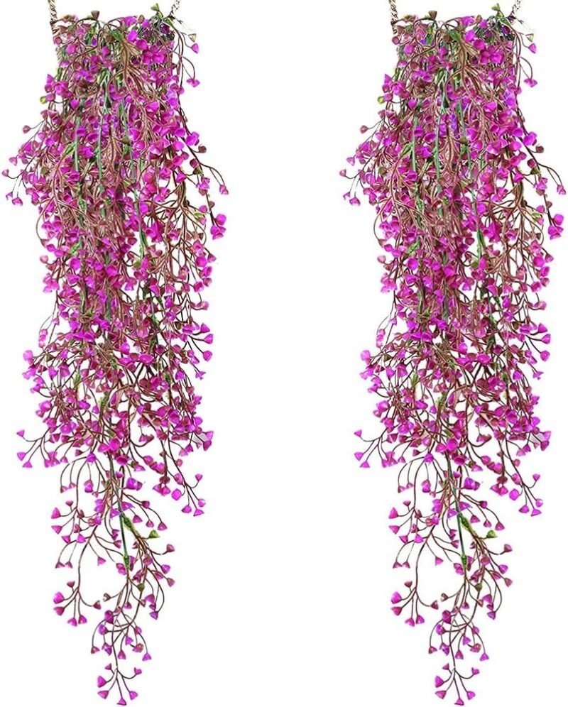 Aieraczy Guirnalda de Flores Artificiales, 2 Piezas Cesta Colgante Flor Artificial, Plantas Artificiales Largo Vides, Flores Colgantes, Guirnalda Flores para el Hogar, Jardín, Decoración Boda