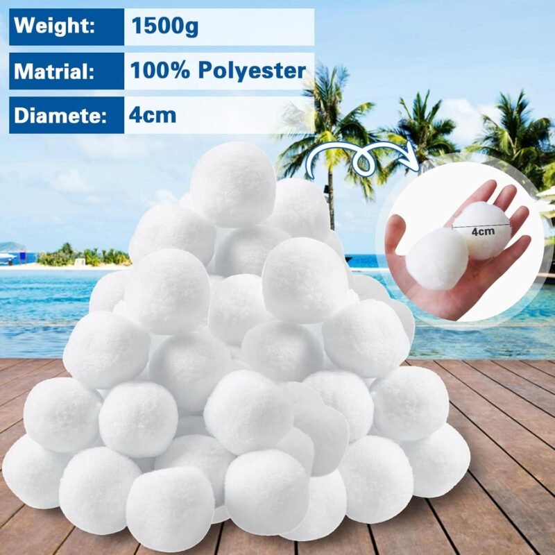 MOYKSRR Bolas Filtro Piscina, 1500g Bola de Filtro de Piscina, Bolas Depuradora Piscina para Sistemas de Filtro de Arena, Reemplaza 54kg Arena de Filtro, Limpiador de Piscinas Sistema de Filtro - Imagen 2