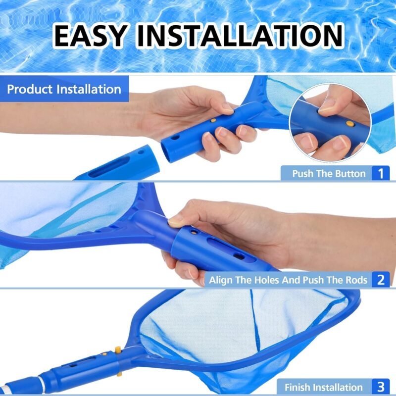 Red Piscina Limpieza con Palo 187cm,Red Piscina Malla Fina con Cepillo Piscina,Kit Limpieza Piscina,Recogedor Hojas Piscina,Limpia Piscinas Recoge Hojas,para Piscina,Estanque,Fuente,SPA - Imagen 4