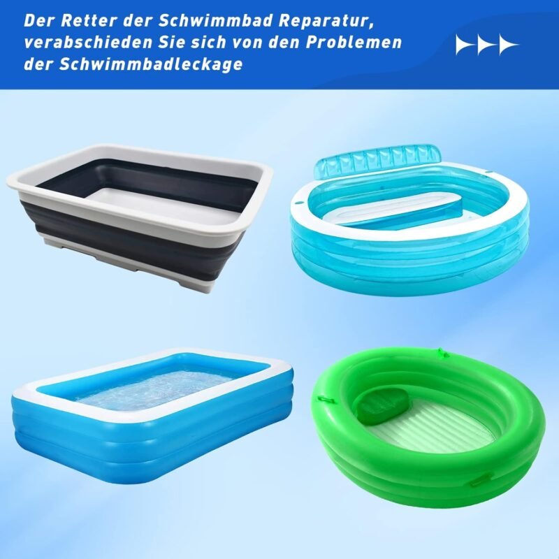 KAZATE Kit de Reparación Piscina Autoadhesivo Impermeable al Agua, 10 cm x 150 cm Parches de Reparación para Cama de Agua, Piscina, Liner de Piscina, Piscina Infantil, Colchón de Aire - Imagen 4