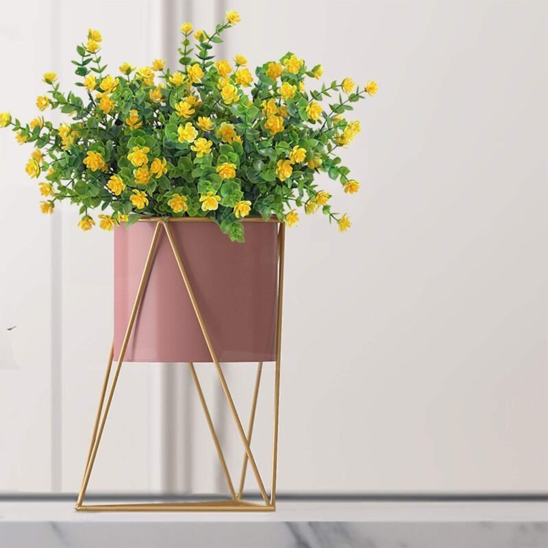 TSHAOUN 5 Piezas Flores Artificiales Flor Falsas,Arbustos Verdes Resistentes a Los Rayos UV Plantas para Colgar en Interiores y Exteriores,para Casa Jardín Ventana Fiesta Boda Decoración (Amarillo) - Imagen 6