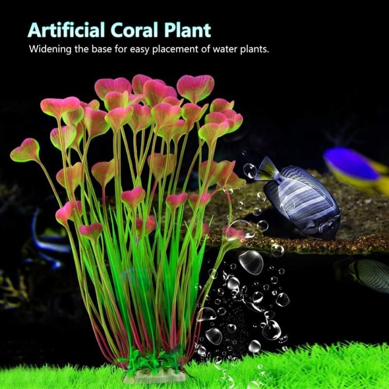 Plantas artificiales para peceras, plantas acuáticas de plástico, flores submarinas falsas para decoración de plantas de paisajismo de acuario - Imagen 3