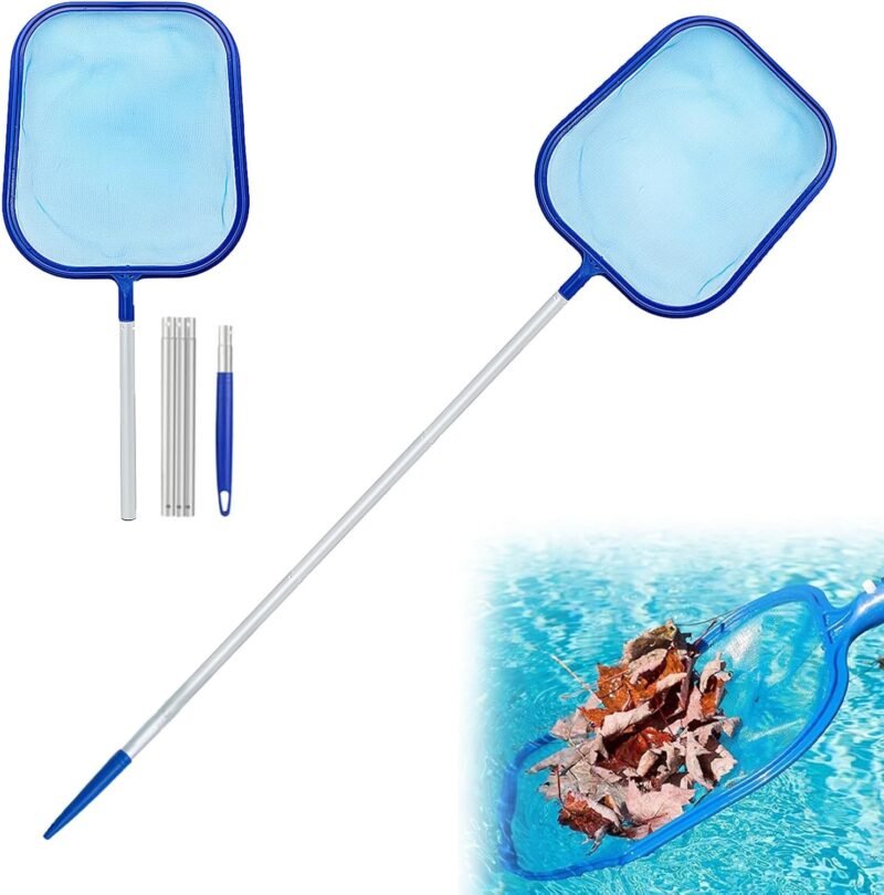Recoge Hojas para Piscinas, Piscina Net Leaf Skimmer con Poste Telescópico, Red de Hoja de Piscina de Malla Fina para Piscina, Spas, Estanques, Jacuzzis
