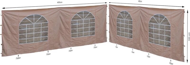 Quick Star - 2 Paredes Laterales con Ventana de PVC para cenador Sahara 4 x 4 m, Color Arena