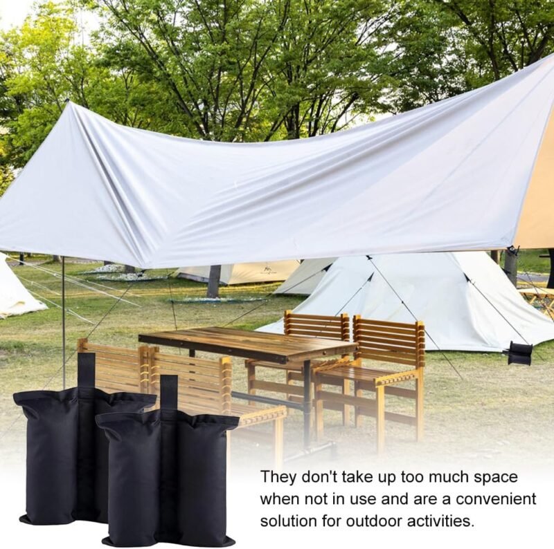 Pesos para Carpas,Bolsa de Arena,Negro Saco de Arena,Juego de 4 Pesas para Tiendas de Campaña,Bolsa de Pesas Cenadores,Sacos de lastre para Montar Toldos y Tiendas,Cenadores,Muebles de Exterior - Imagen 5