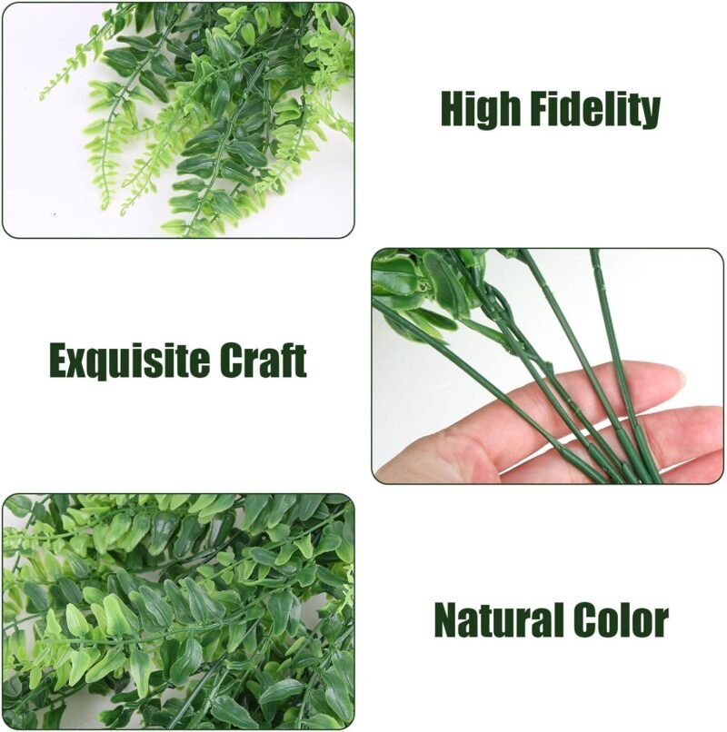 2 Piezas Plantas Artificiales Colgantes Helechos Plantas Plástico Artificiales Plantas de Escalada Decorativas de Vegetación para Interior y Exterior Salas de Estar Balcón Oficina Terraza Jardín Boda - Imagen 3