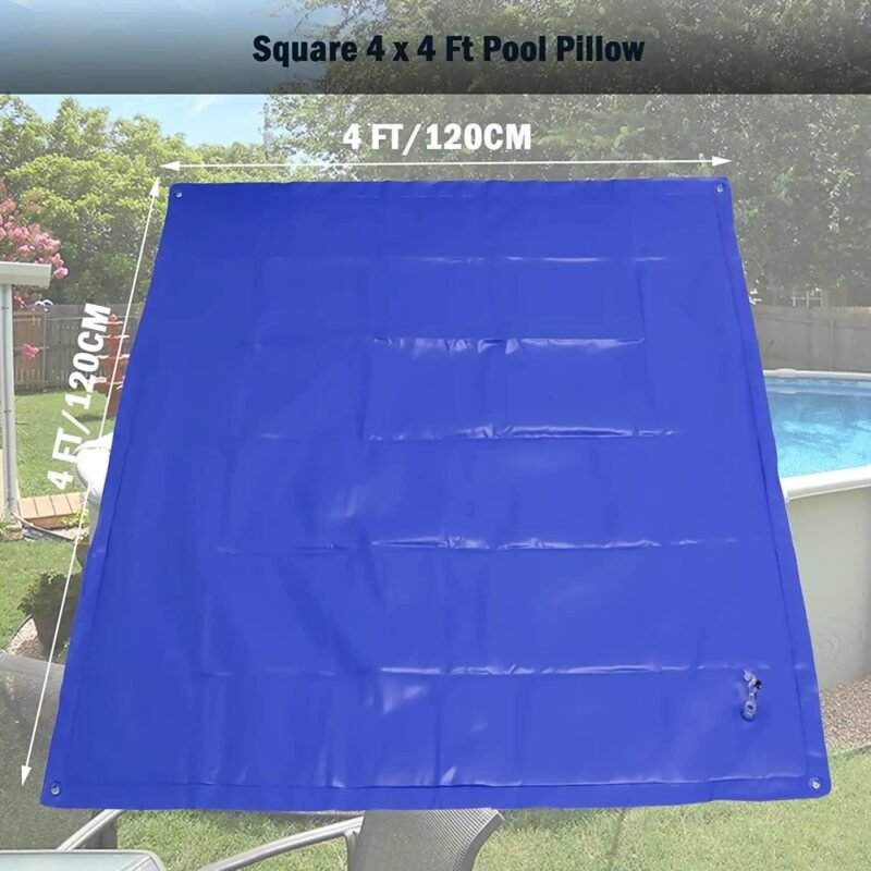 Poweka Cojín de piscina de invierno Ø 4ft,Cojín de aire de piscina con cuerda, Cojín de piscina de invierno de PVC duradero de 0.3mm (120cm*120cm) - Imagen 7