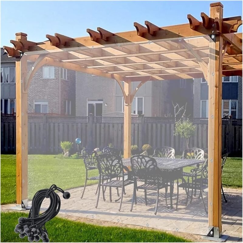 WZYJLyds Lona Impermeable para Paneles Laterales con Ojales Cortina de Cenadores de Jardín de 0,12mm Antidesgarro Mampara de Plástico, Personalizable