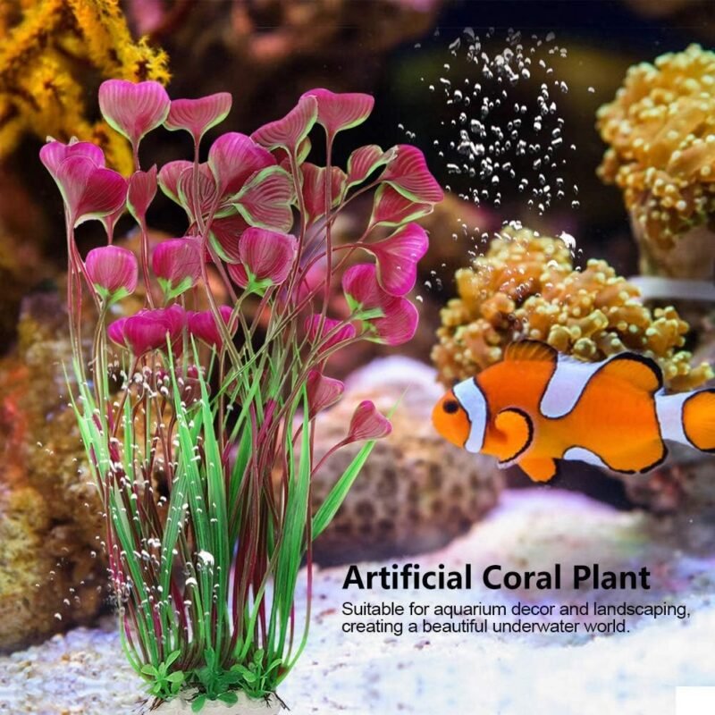 Plantas artificiales para peceras, plantas acuáticas de plástico, flores submarinas falsas para decoración de plantas de paisajismo de acuario - Imagen 2