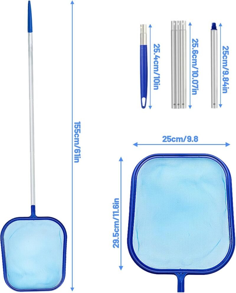 Recoge Hojas para Piscinas, Piscina Net Leaf Skimmer con Poste Telescópico, Red de Hoja de Piscina de Malla Fina para Piscina, Spas, Estanques, Jacuzzis - Imagen 2