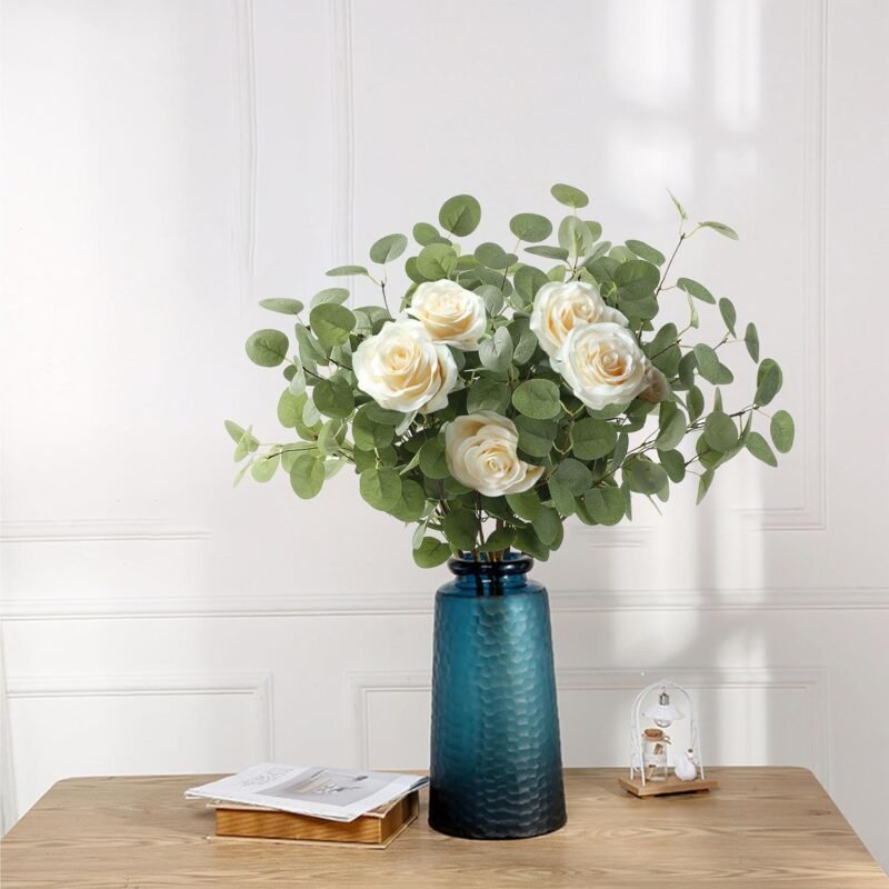 HNVNER 6 Manojos de Eucalipto Artificial Ramas Eucalipto Verdes 60cm Hojas de Eucalipto Artificiales para Decoración De Fiestas, Bodas, Jardín, Hogar, Oficina,Arreglos Florales - Imagen 5