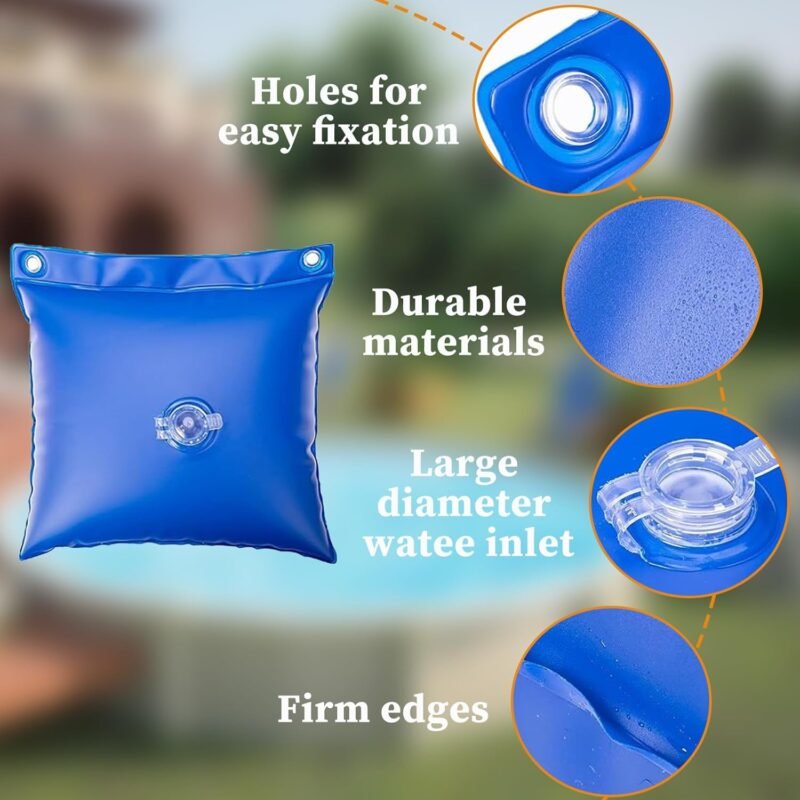 12 bolsas de agua colgantes para cubierta de piscina, 0.3 mm de grosor, PVC de 11.8 x 9.8 pulgadas, bolsas de peso de agua para piscinas sobre el suelo, bolsas de agua resistentes para piscina, bolsa - Imagen 3
