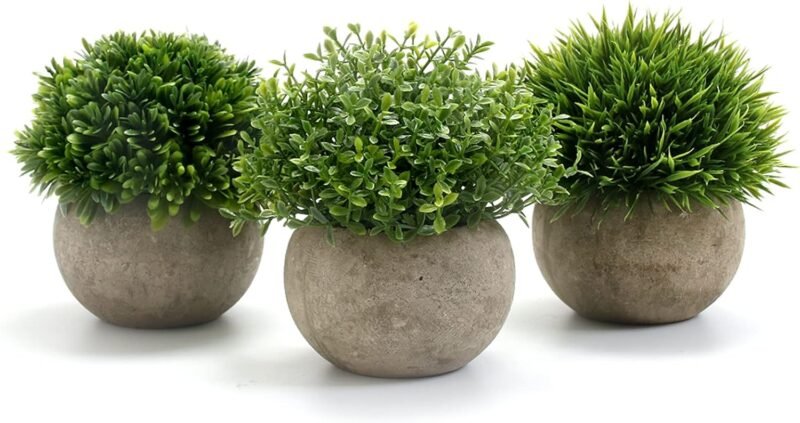 GoMaihe Plantas Artificiales Plásticas de Maceta, 3Piezas, Planta Artificial Decorativa, Adecuado para El Hogar Oficina Decoración Jardín Baño Cocina Balcón Planta Falsa Decorativas