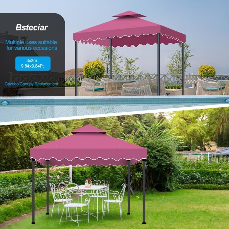 Toldo pergola Recambio 3x3m, Pergolas de Jardin Cubierta de Repuesto de Gazebo Pabellón Exteriores, Doble Niveles Carpas para Exteriores con Orificios de Drenaje y Ventilación - Imagen 6