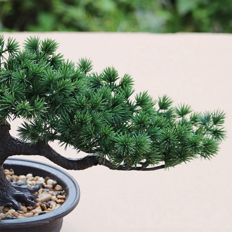 Aisamco Artificial Bonsai Tree Fake Plant Decoration Plantas Artificiales en macetas de la casa Japanese Pine Bonsai Plant 19 cm de Altura 34 cm de Ancho para la decoración del hogar Escritorio - Imagen 5