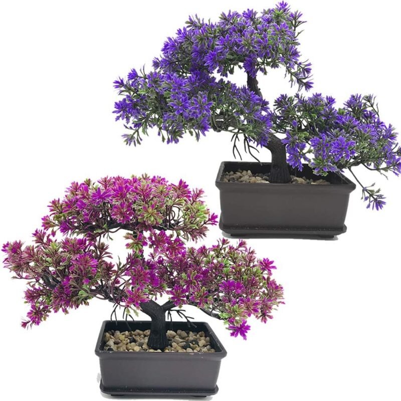 Fycooler Bonsai Artificial Decoración de Plantas Falsas Plantas Artificiales en macetas Plantas de Bonsai de Pino japonés- árbol de Bonsai para la decoración del hogar Pantalla de Escritorio- 2 Set