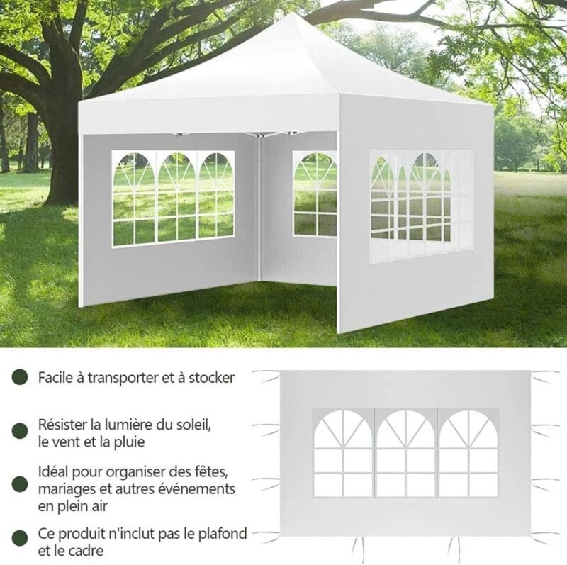 Guangyu Paneles Laterales para Carpa Cenador con Ventana, 2PACK 2 x 3M Panel Lateral Gazebo de Tela Oxford 210D, Panel Lateral de Repuesto para Cenador de Jardín Exterior - Imagen 3