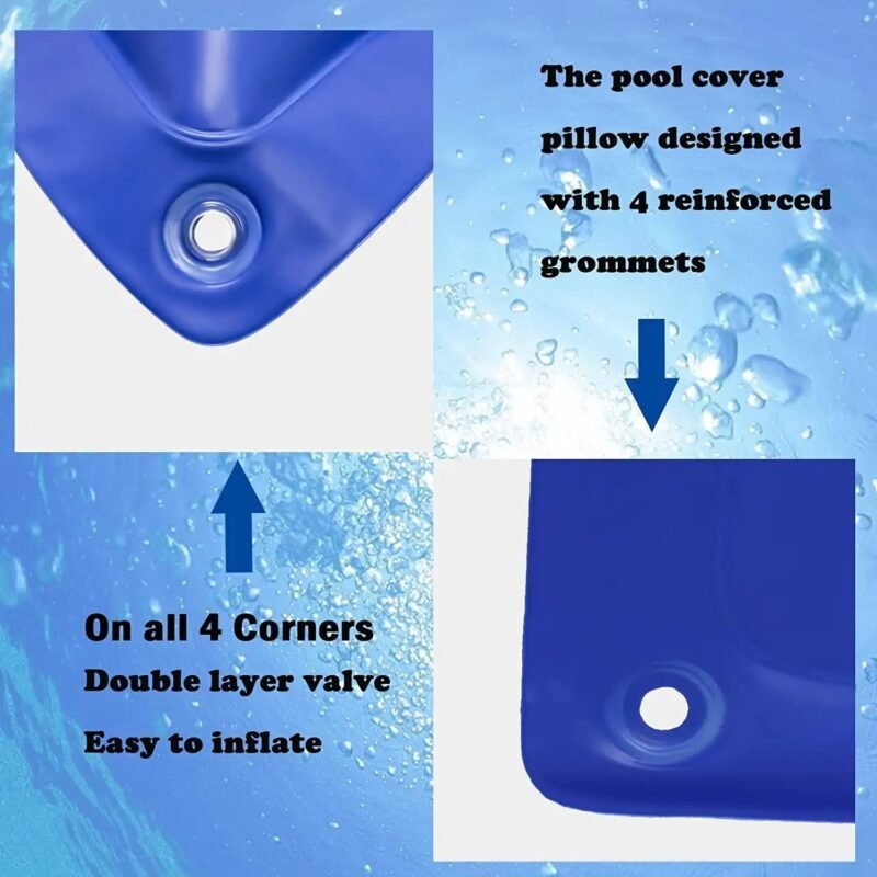 Poweka Cojín de piscina de invierno Ø 4ft,Cojín de aire de piscina con cuerda, Cojín de piscina de invierno de PVC duradero de 0.3mm (120cm*120cm) - Imagen 5