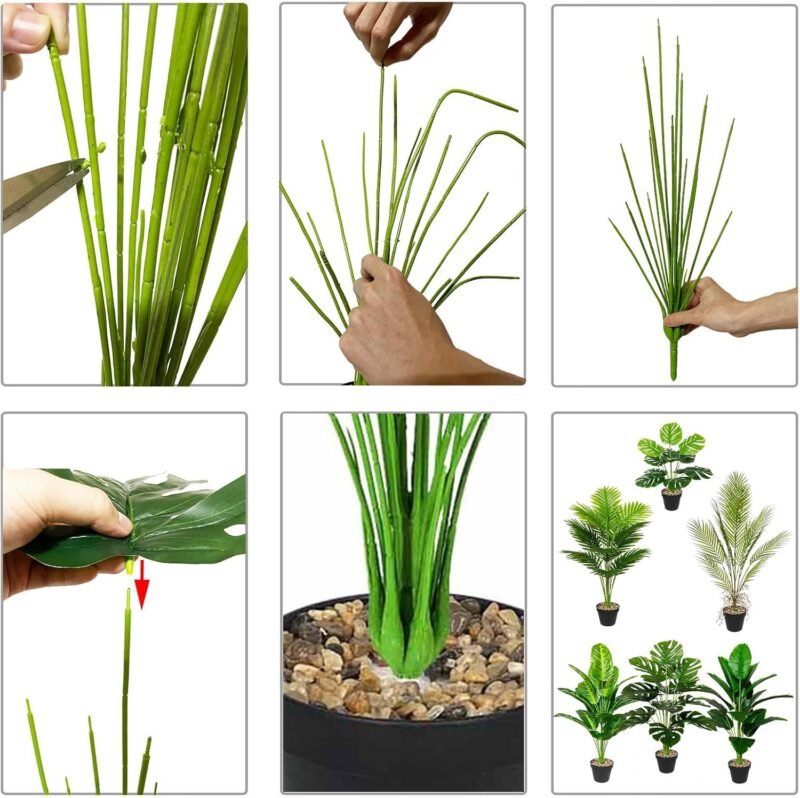 AIVORIUY Plantas Artificiales con Maceta Palmera Grande Árbol Artificial Plástico de Interior y Exterior Decoración para del Hogar, Oficina, Casa, Balcón, Dormitorio Baño (80cm Alto Palma Grande) - Imagen 7