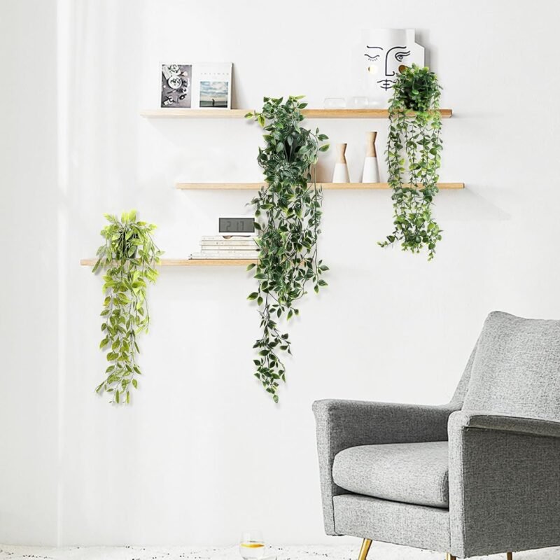 MXTIMWAN 3 Piezas Plantas Artificiales Colgantes, Plantas Colgantes Artificiales con Maceta, Plantas Falsas Mandala en Maceta para Oficina, Jardín, Sala de Estar y Decoración de La Pared - Imagen 6
