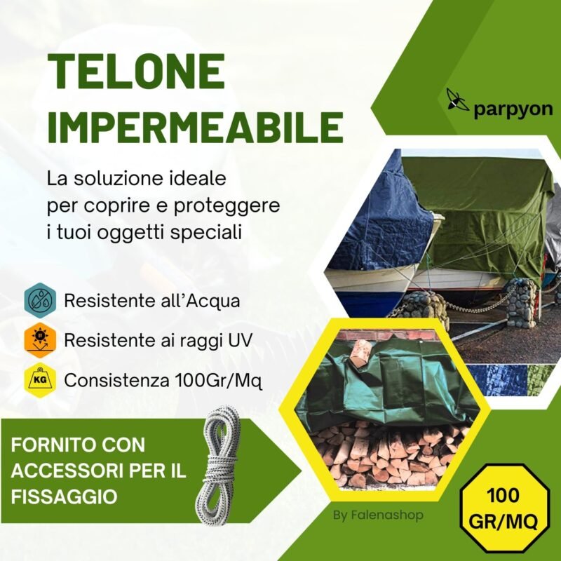 Parpyon® Lona impermeable exterior multiusos de 100 g/m², lona con ojales, sombra para cenador, piscina, camping, muebles de jardín (100 g, 2 x 3) - Imagen 3