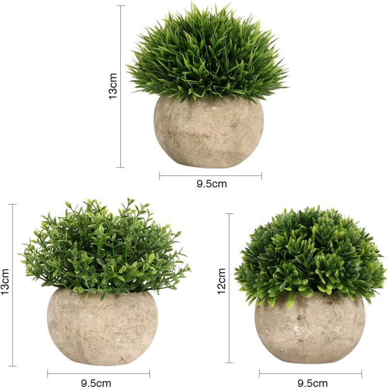 GoMaihe Plantas Artificiales Plásticas de Maceta, 3Piezas, Planta Artificial Decorativa, Adecuado para El Hogar Oficina Decoración Jardín Baño Cocina Balcón Planta Falsa Decorativas - Imagen 2