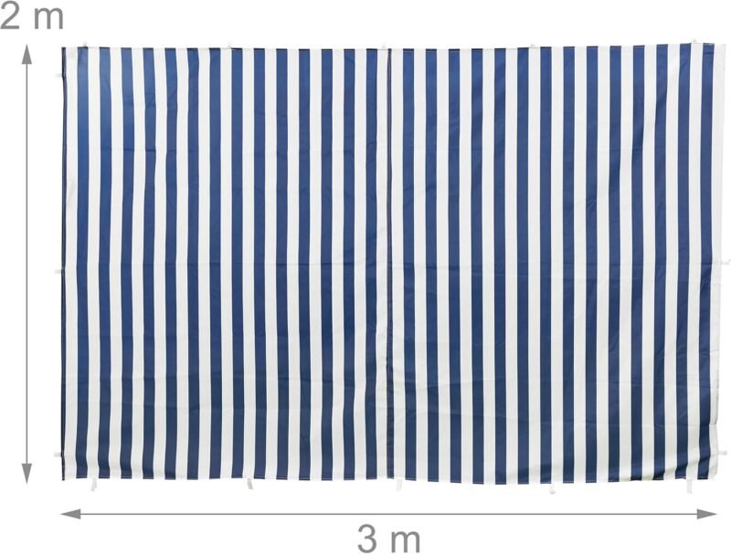 Relaxdays Laterales Carpa 3x4m, Set de 3, Impermeables, Cerramientos con Cierre de Contacto, Poliéster, Azul y Blanco, 200 x 400 x 0.1 cm - Imagen 4