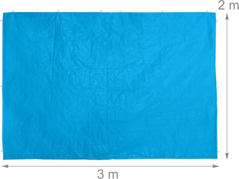 Relaxdays Set de 2 Paneles Laterales Carpa, 2x3 m, Cortinas Cenador, con Ventana, Impermeables, Lonas Cierre, Azul Claro - Imagen 4