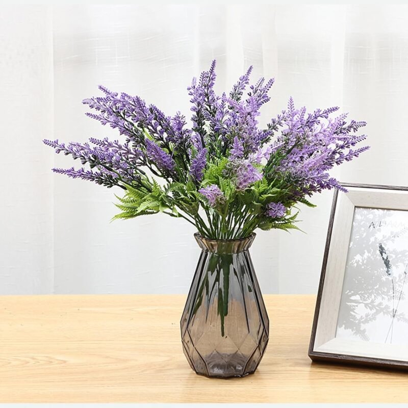 YunNasi Lavanda Artificial Flores Artificiales para la Decoración del hogar Plantas Artificiales para Exterior Arreglos de Boda Decoración de Mesa(6pcs, Morado) - Imagen 7