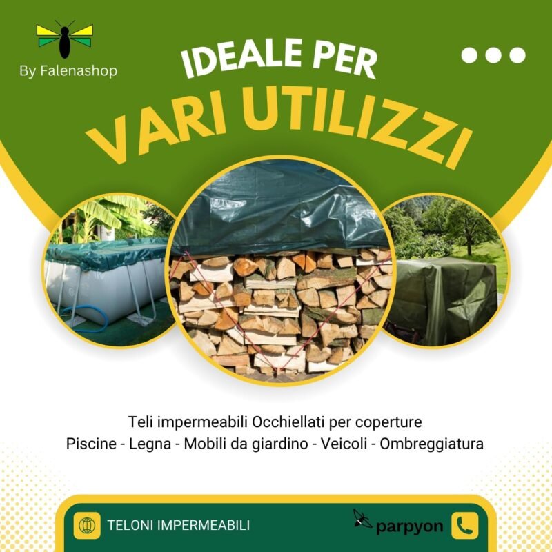 Parpyon® Lona impermeable exterior multiusos de 100 g/m², lona con ojales, sombra para cenador, piscina, camping, muebles de jardín (100 g, 2 x 3) - Imagen 5