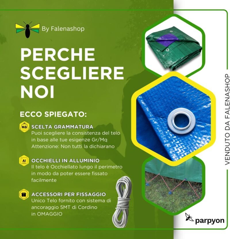Parpyon® Lona impermeable exterior multiusos de 100 g/m², lona con ojales, sombra para cenador, piscina, camping, muebles de jardín (100 g, 2 x 3) - Imagen 4