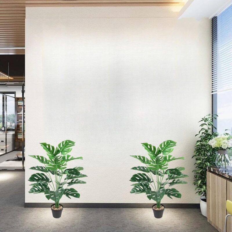 AIVORIUY Planta Artificial Falsa Areca Palmera Grande Arbol Artificial Plastico Monstera con Maceta Interior y Exterior Hogar Salon Dormitorio Balcón Moderno Boda Oficina Decorativas Verde 75cm - Imagen 5
